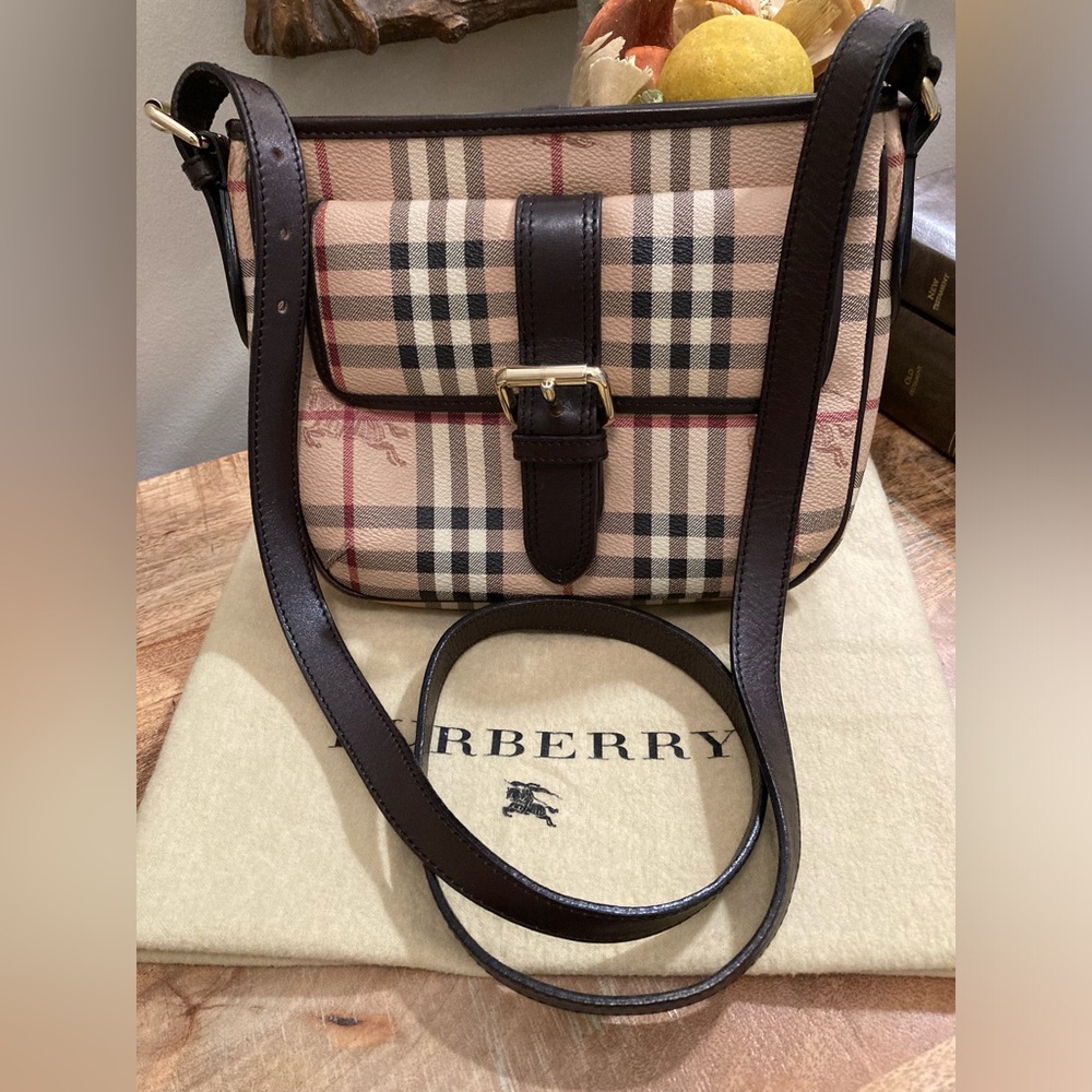 Burberry Haymarket Check Coated Canvas Crossbody Shoulder Handbag